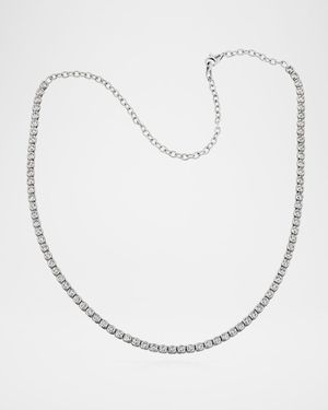 18K White Gold Half Way Around Diamond Chain Necklace, 11-16"L