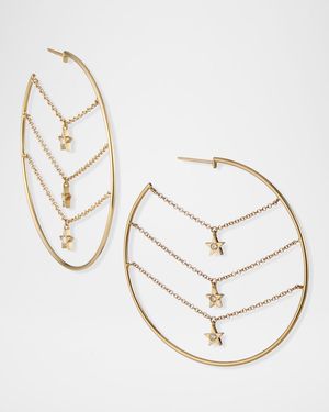 Siren 3-Star Dangle Hoop Earrings