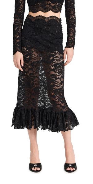 rabanne Maxi Stretch Lace Skirt Black 40