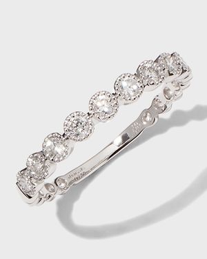 White Gold 9-Diamond Bezel Ring, Size 6.5