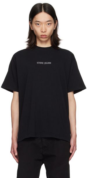 Stone Island Black Embroidered-Logo T-Shirt
