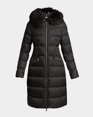 Boedic Long Down Coat with Detachable Shearling Trim