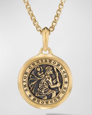 Men's St. Christopher Pendant in 18K Gold, 34.5mm