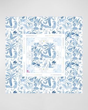 x Catherine Cartie Amazon Blue Instructional Mahjong Tablecloth, 56" Square