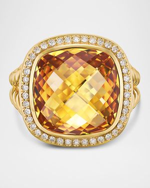 Albion Ring with Gemstones and Diamonds in 18K Gold, 15mm