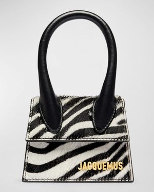 Le Chiquito Zebra Printed Leather Top-Handle Bag