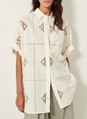 Sessun - Chemise col classique en coton - Taille L - Blanc