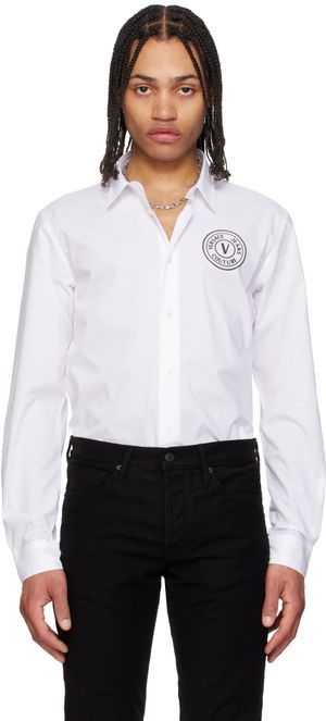 Versace Jeans Couture Chemise blanc à logo circulaire