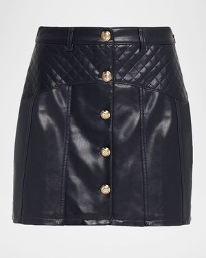 Claudia Quilted Vegan Leather Mini Skirt