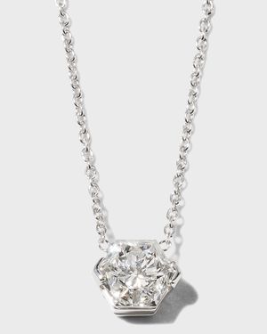 18K White Gold Hexagonal Diamond Necklace, 0.75tcw