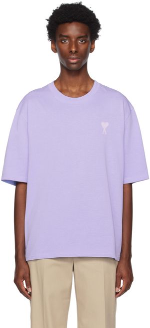 AMI Paris T-shirt mauve à logo Ami de cœur exclusif à SSENSE
