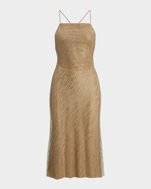 Crawford Sequined Mesh Cocktail Dress