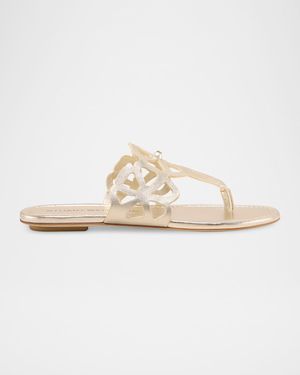 Jasmine Metallic Cutout Thong Sandals