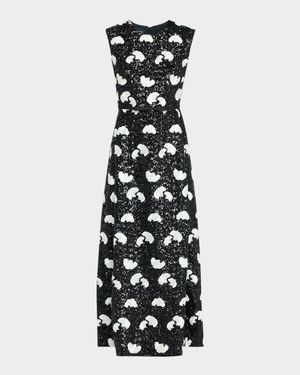 Embroidered Sequin Sleeveless Ankle Dress