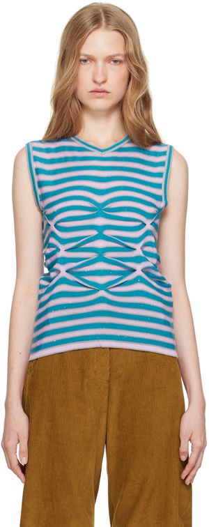 Kiko Kostadinov Blue & Pink Zabriskie Tank Top