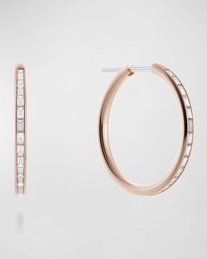 Miri Hoop Earrings with Channel-Set Diamonds, Rose Gold, 20mm