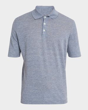 Men's Linen and Cotton Heathered Polo Shirt