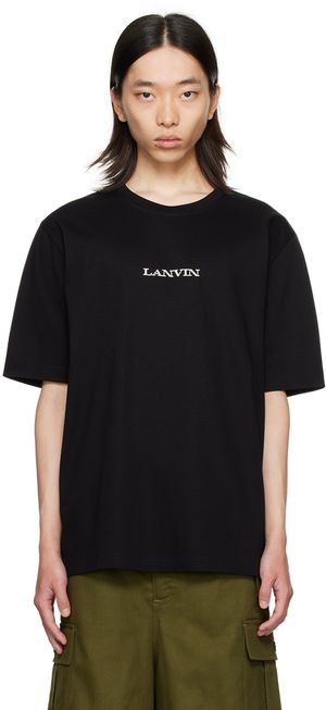 Lanvin Black 'Lanvin' Embroidered Classic T-Shirt