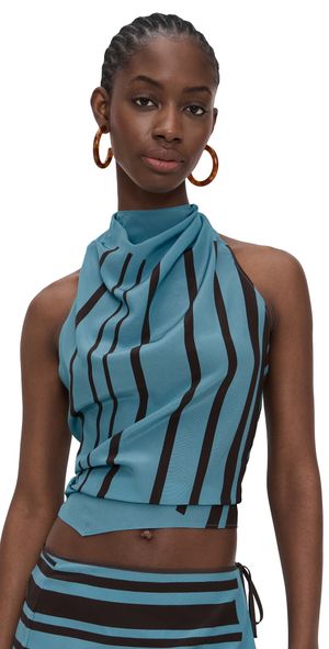 SIR. Rioja Silk Halter Scarf Top Pacha Mineral Stripe XS/S