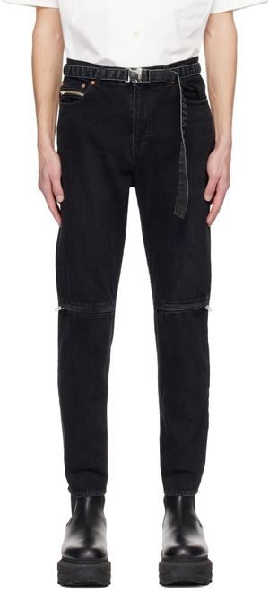 sacai Jean noir à glissières
