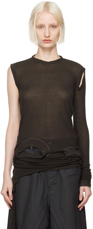Rick Owens Gray Porterville Cropped Banana Long Sleeve T-Shirt