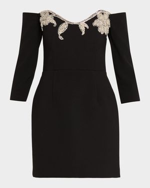 Ellerie Floral Diamante Off-Shoulder Mini Dress