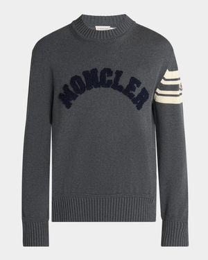 Men's Curved Logo Knit Crewneck Sweater