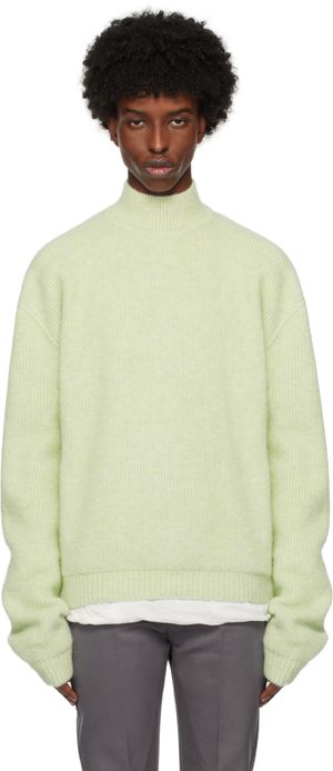 Rick Owens Green Porterville Alpaca Knit Turtleneck