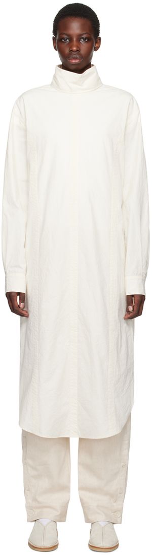 Lauren Manoogian Off-White Soft Collar Shirt Midi Dress