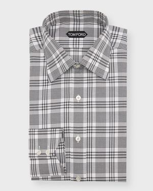 Men's Slim Fit Plaid Dress Shirt