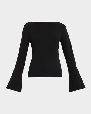 Bateau-Neck Crepe Viscose Jersey Top