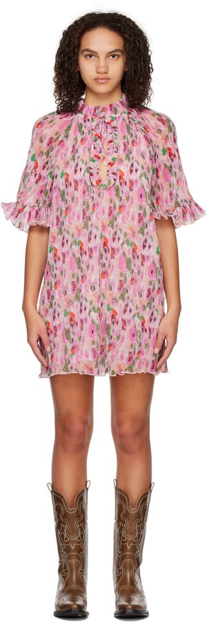 GANNI Pink Floral Minidress