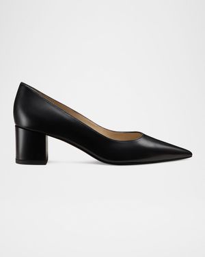 Stuart Leather Block-Heel Pumps