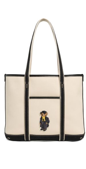 Polo Ralph Lauren Holiday Bear Small Shopper Tote Ecru/Black One Size