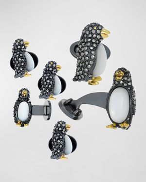 Marcasite Penguin Cuff Links Studs Set