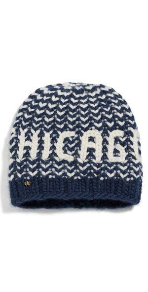 Lele Sadoughi Chicago Beanie Navy Melange One Size
