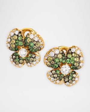 18K Yellow Gold Ischia Earrings with Ombre Diamonds and Tsavorite