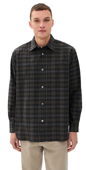 Norse Projects Ole Oversized Wool Check Shirt Charcoal Grey L