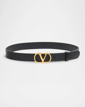 VLogo Signature Leather Belt, 30mm