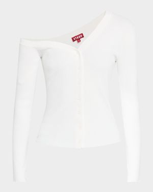 Craftsman One-Shoulder Rib-Knit Sweater