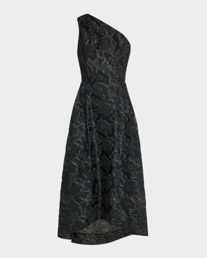 Georgie Metallic Jacquard One-Shoulder Gown