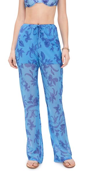 MINKPINK Jeanne Drawstring Pants Blue/Floral XL