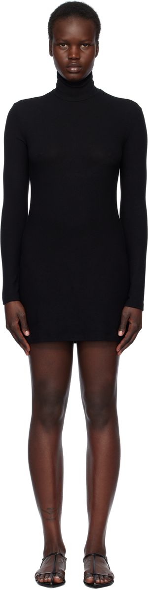 LESET Black Lauren Turtleneck Minidress