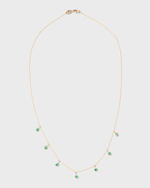 18K Yellow Gold Emerald 7-Dangle Necklace