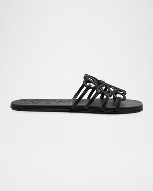 Petal Leather Anagram Slide Sandals