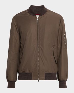 Men's Water-Resistant Nylon Bomber Jacket