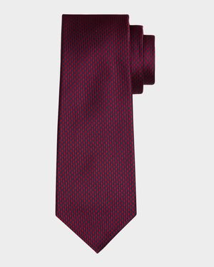 Men's Silk Micro-Houndstooth Seven-Fold Tie