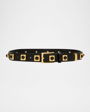 No. 2 Onyx Studded Leather Belt