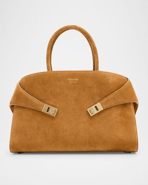 Medium Hug Suede Top-Handle Bag