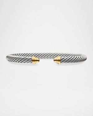 Cable Bracelet in Silver with 14K Gold, 5mm